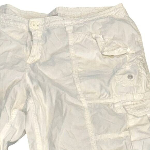 Norma Kamali Womens Cargo Pants Off-White Size 16 100% Cotton Relaxed Fit - Picture 4 of 10